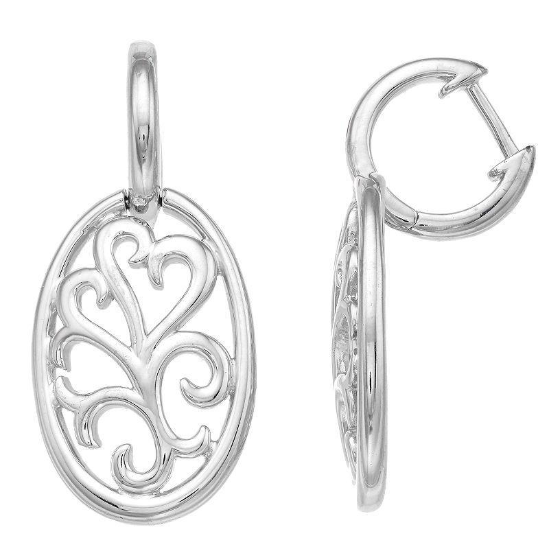 Boston Bay Diamonds Sterling Silver Open Scroll Work Drop Earrings, Womens Product Image