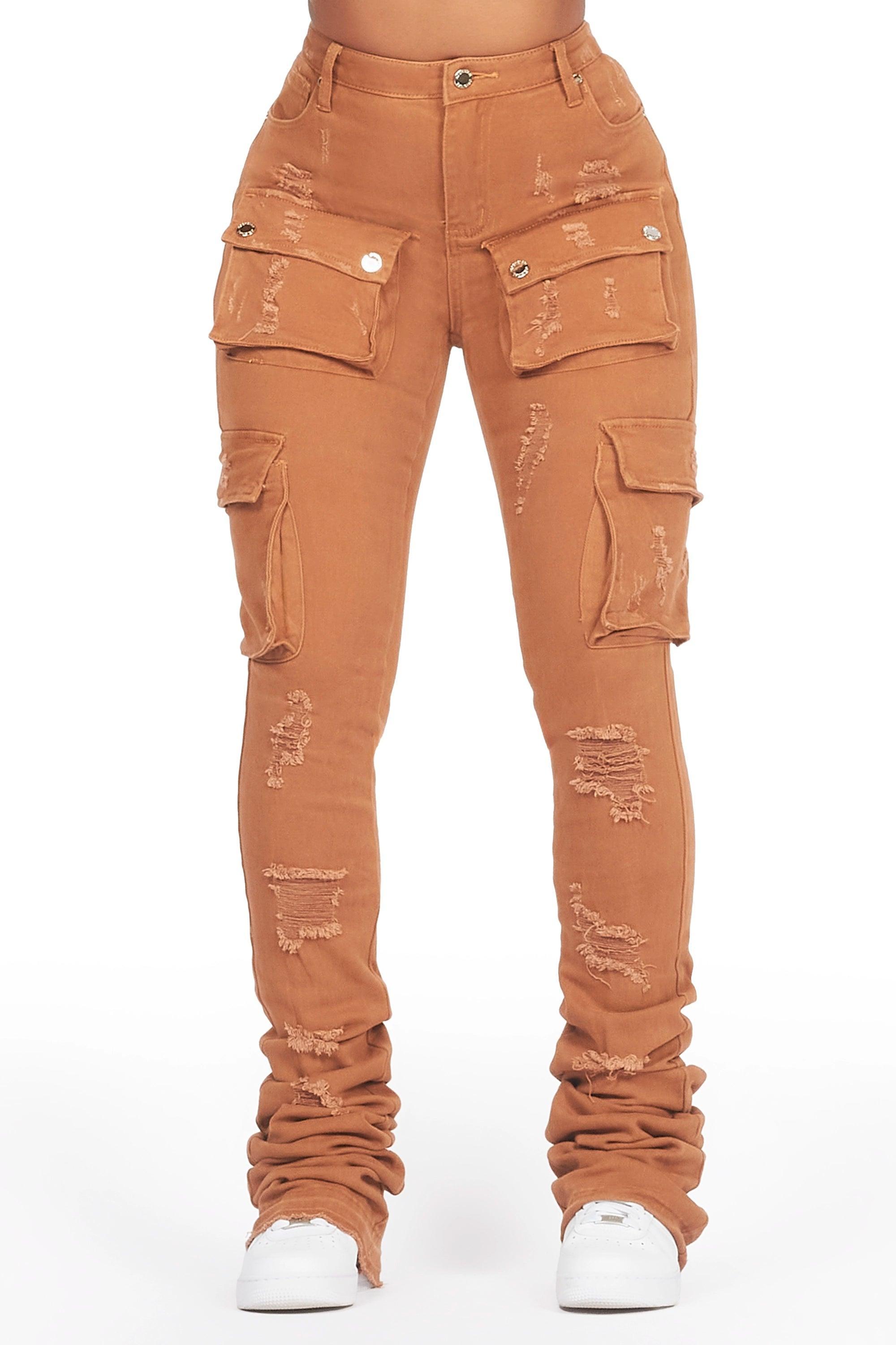 Noor Tan Cargo Super Stacked Jean Female Product Image