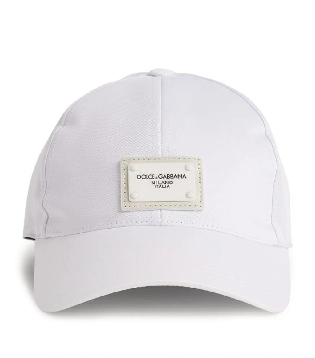 Logo Branded Plate Baseball Cap In White Product Image