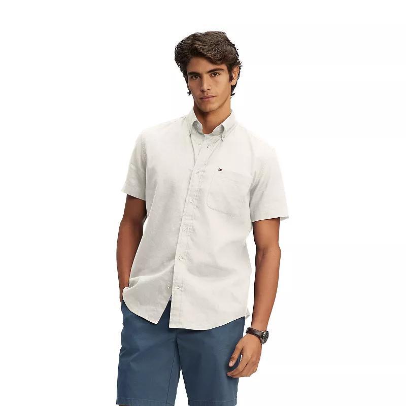 Mens Tommy Hilfiger Cotton Linen Custom Fit Shirt Product Image