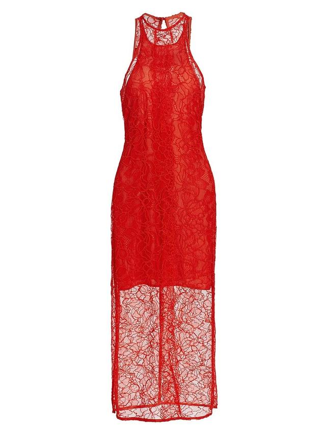 Womens Halterneck Lace Midi-Dress Product Image