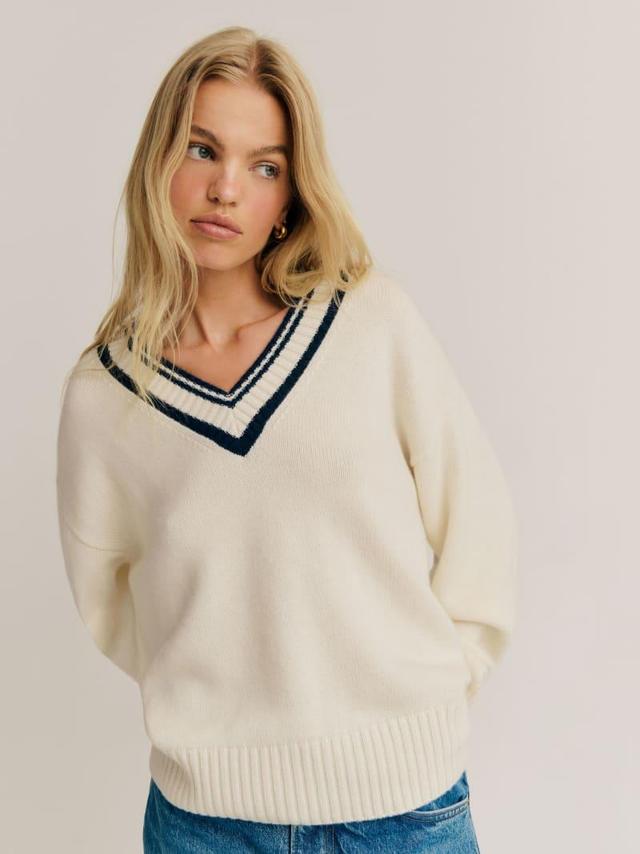 Jadey Cashmere Oversized V-neck Sweater Product Image