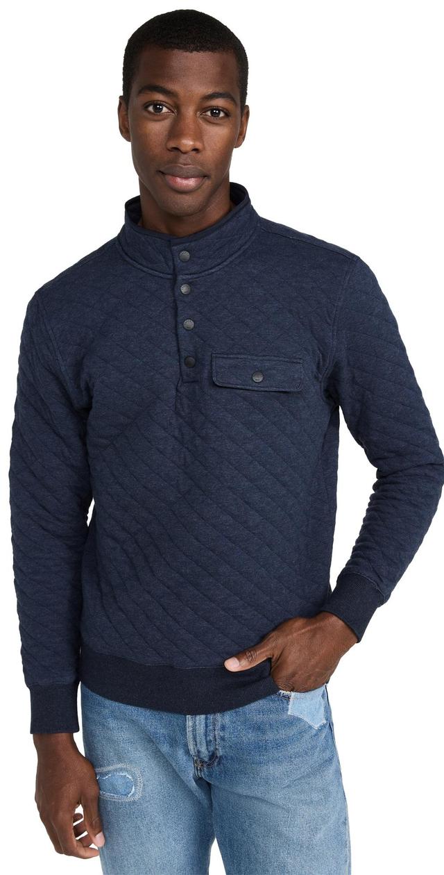 Faherty Epic Quilted Fleece Pullover Navy Melange M Product Image