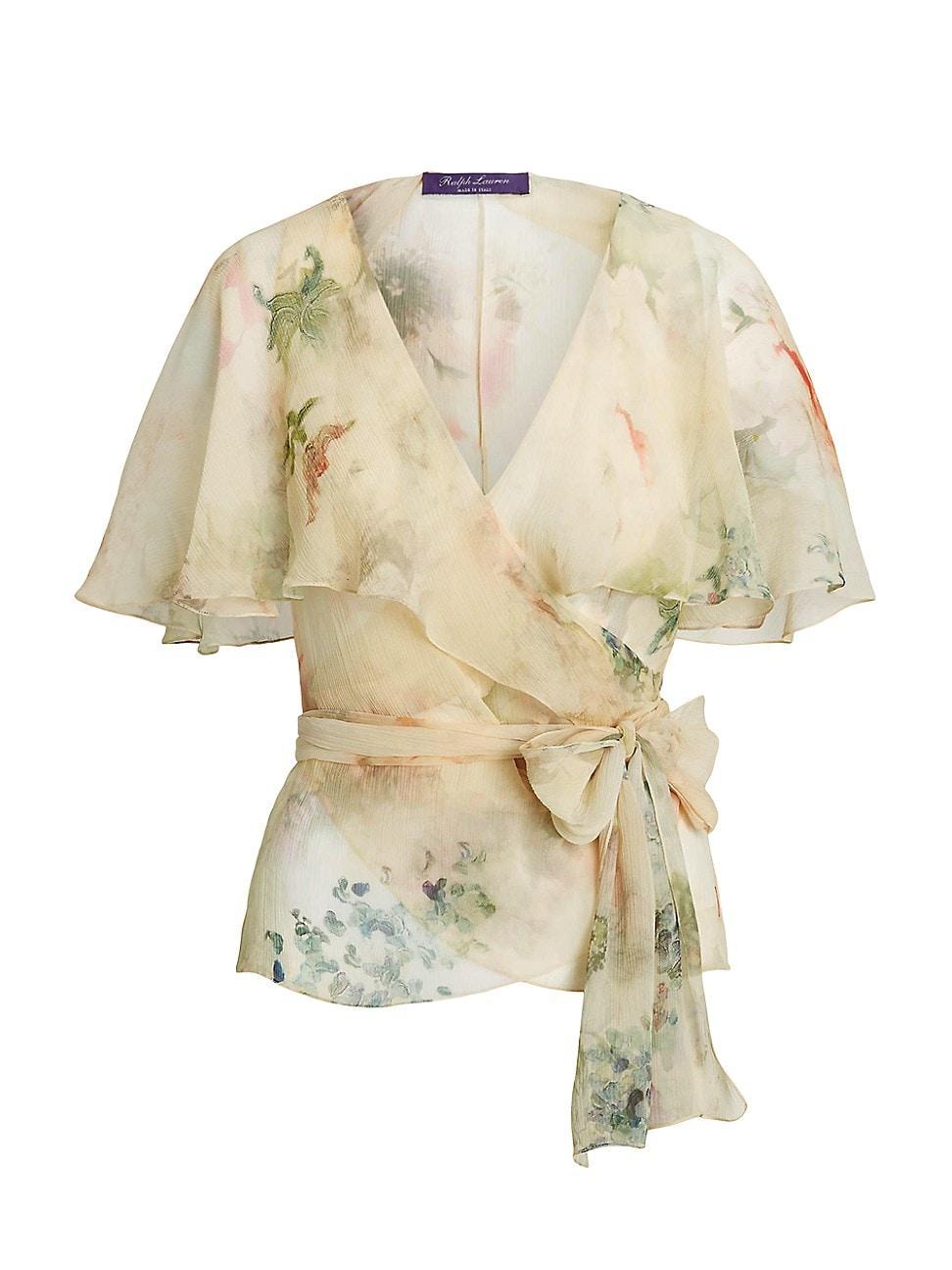 Womens Amilea Floral Silk Cape Blouse product image