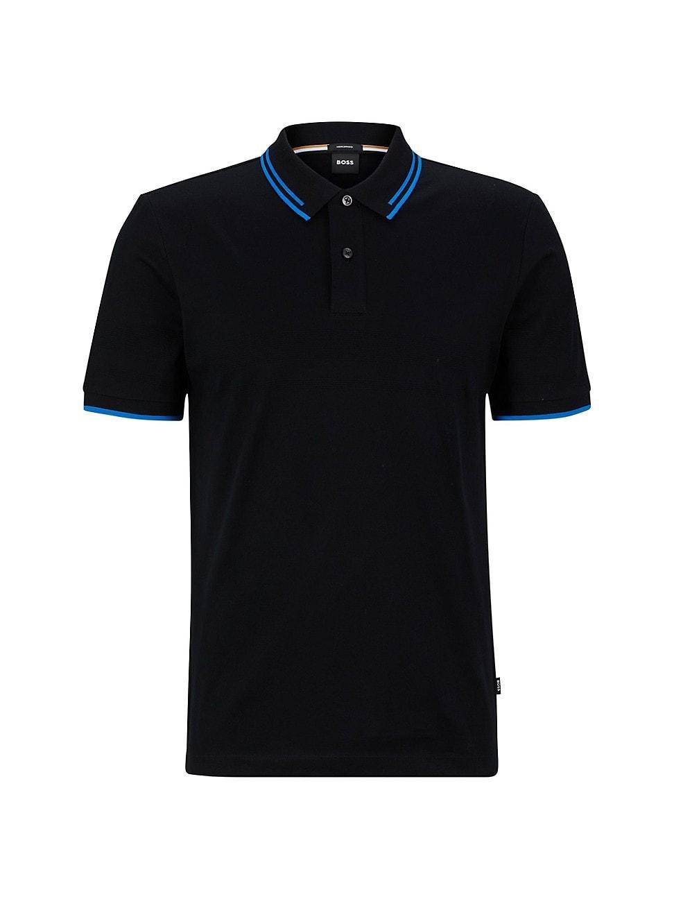 Mens Interlock-cotton Slim-Fit Polo Shirt with Jacquard Stripes product image