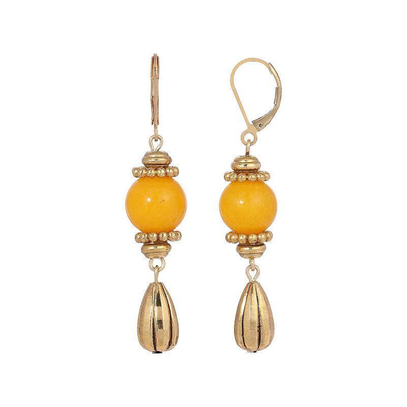 2028 Semi-Precious Fluted Bead Lever Back Earrings Product Image