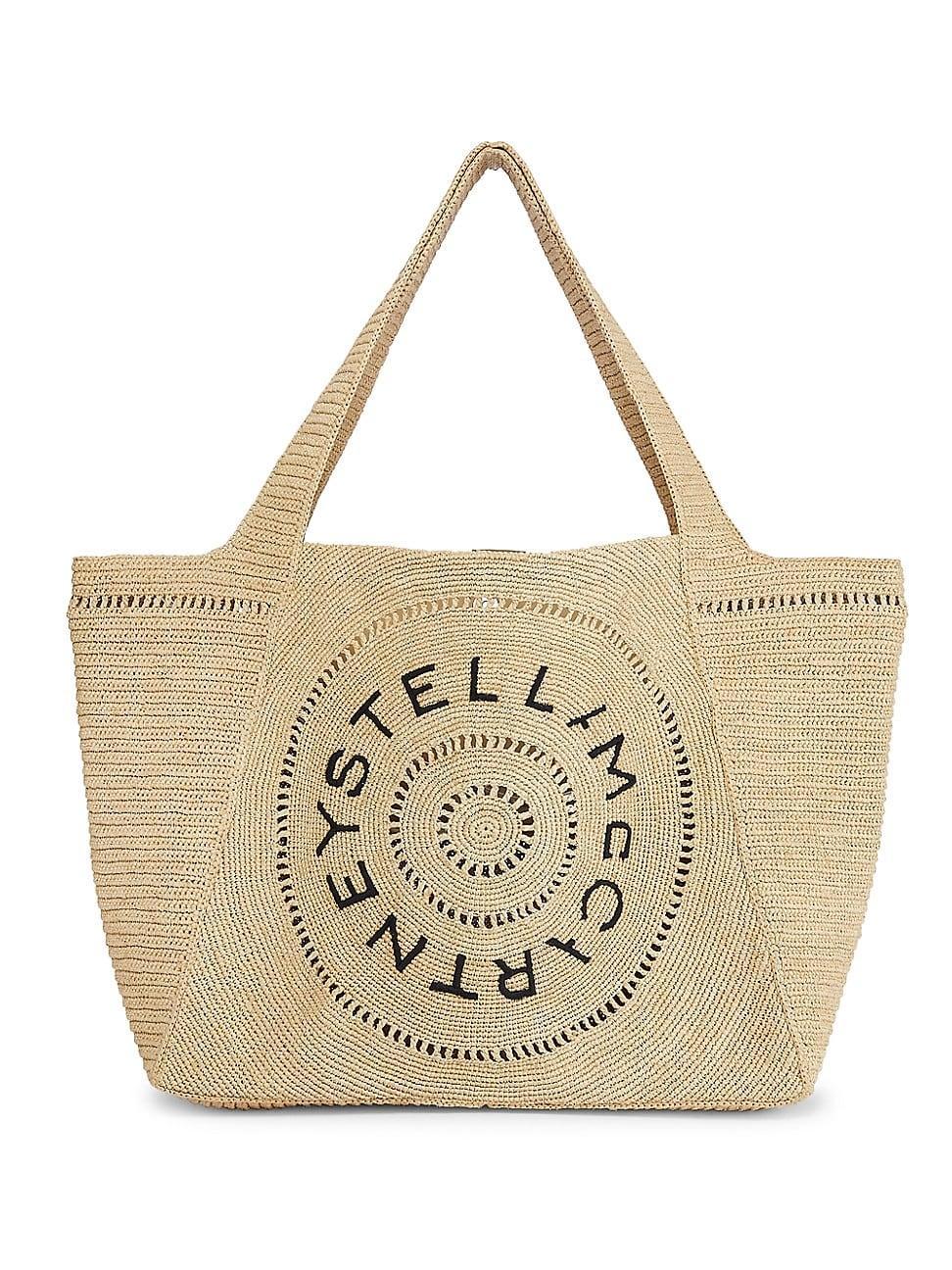 Womens Logo Crochet Raffia Tote Bag Product Image