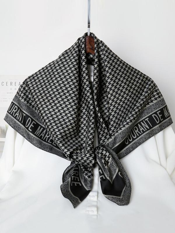 Contrast Color Houndstooth Letter Print Shawl&Scarf Product Image