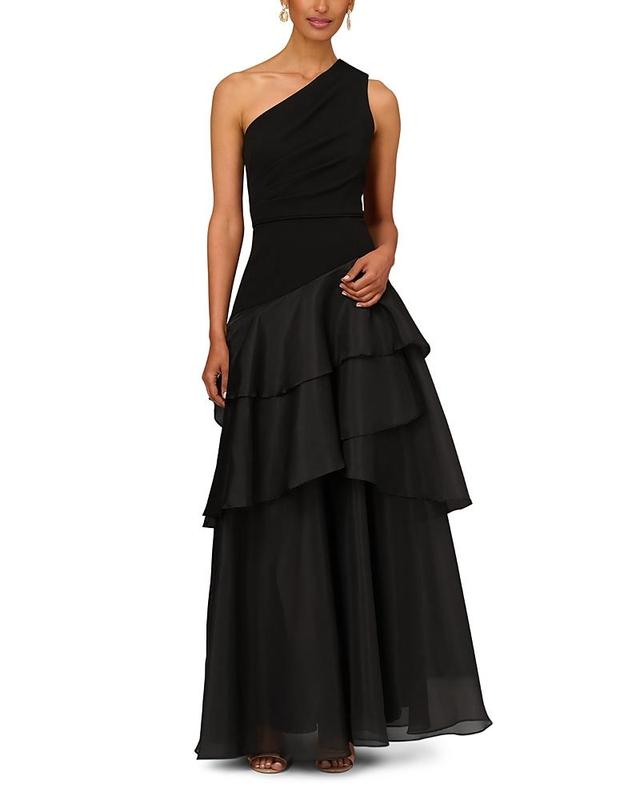 Womens One-Shoulder Tiered Gown Product Image