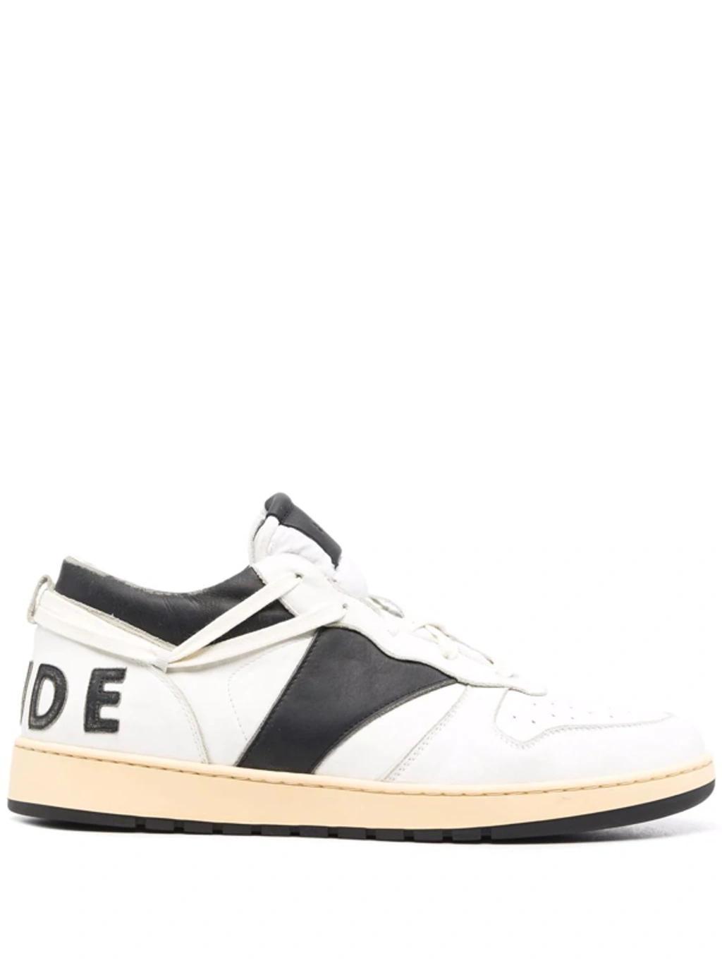 Rhecess Leather Low Top Sneakers In White Black Product Image