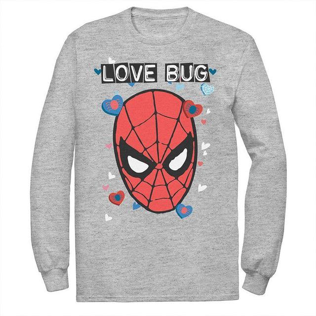 Big & Tall Love Bug Valentines Day Comic Long Sleeve Tee, Mens Athletic Grey Product Image