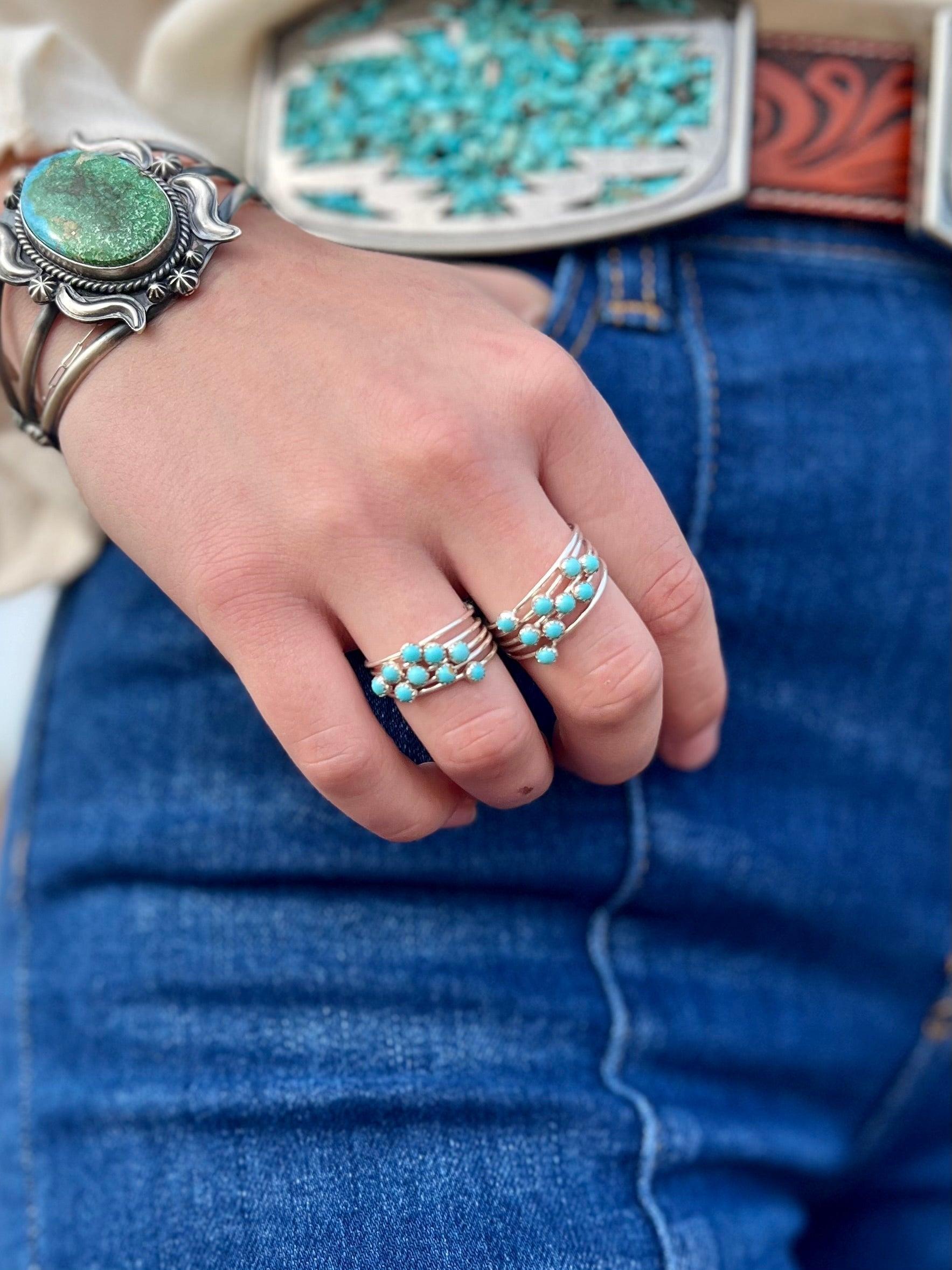 Five to One Turquoise Navajo Sterling Silver Ring Product Image