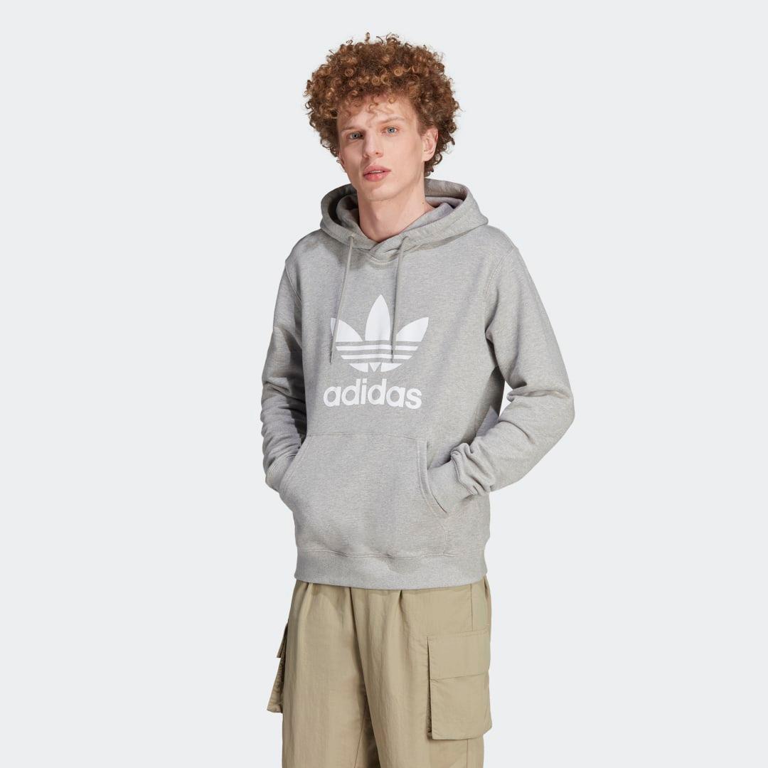 adidas Originals Mens adidas Originals Big Trefoil Pullover Hoodie - Mens White/Grey Product Image