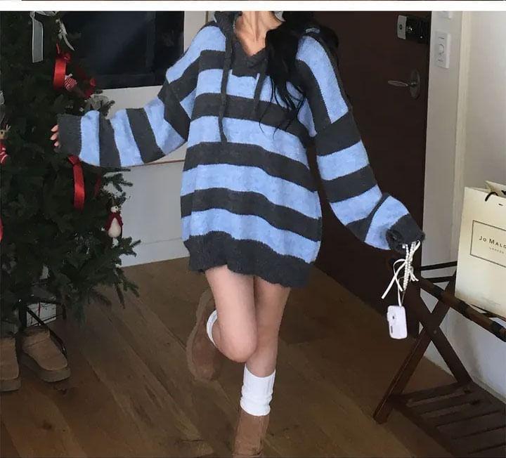 Striped Hood Sweater Product Image