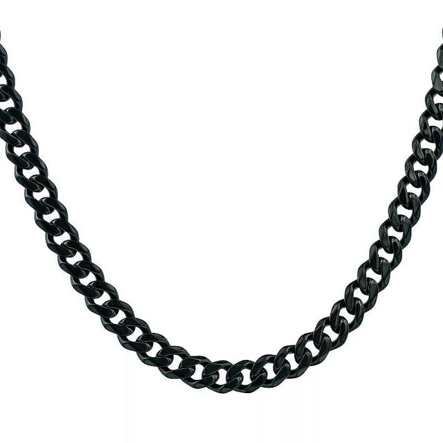 Mens Stainless Steel Cuban Chain Necklace Black Product Image