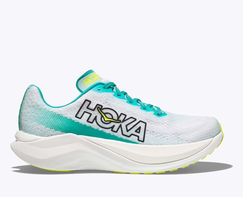 HOKA Mens Mach X Shoes in White/Blue Glass, Size 10.5 Product Image