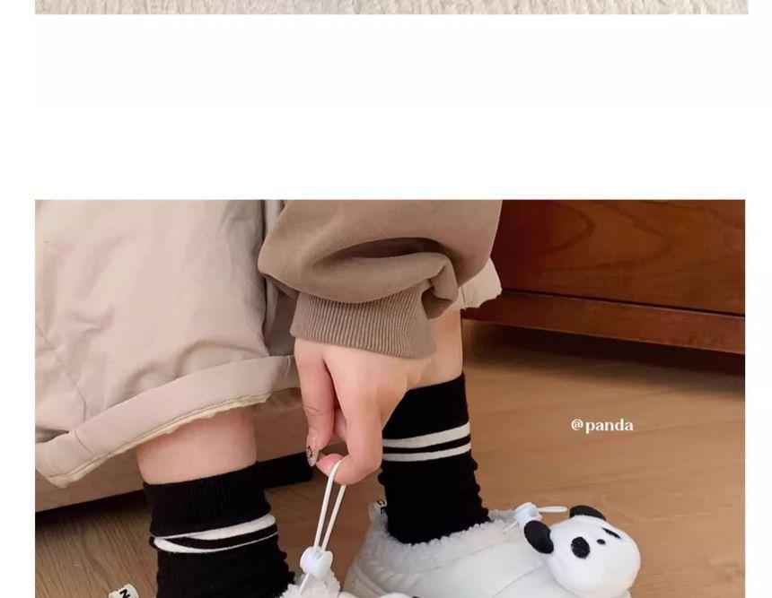 Panda Fleece-Lined Drawstring Slippers Product Image