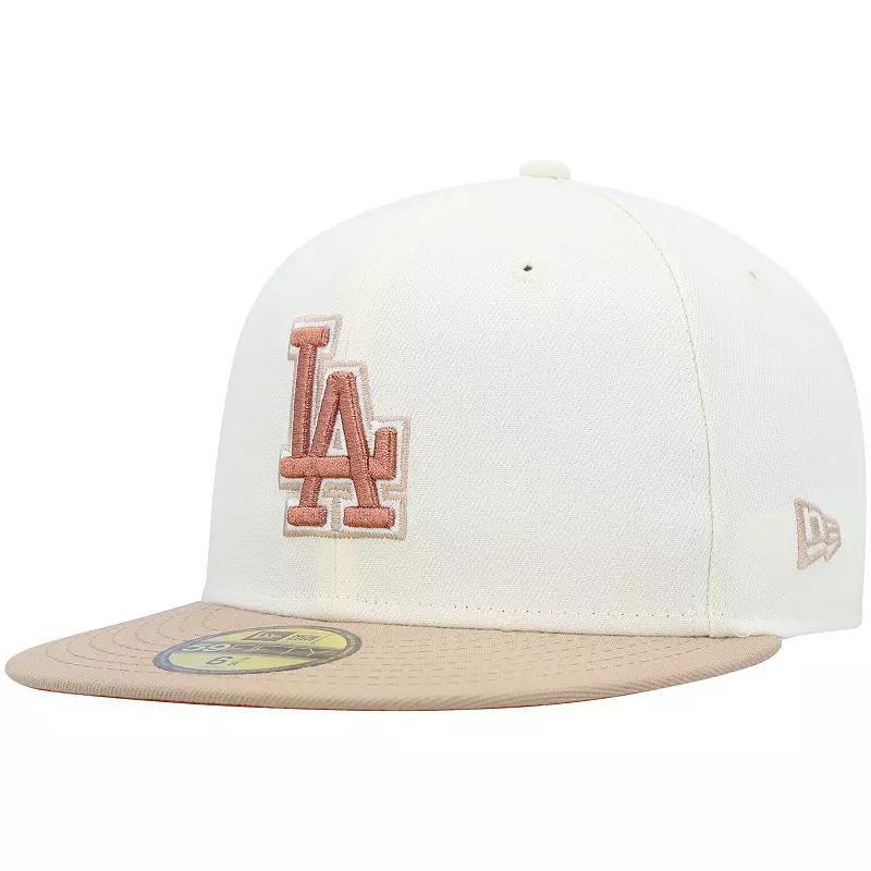 Mens New Era Cream Los Angeles Dodgers Chrome Camel Rust Undervisor 59FIFTY Fitted Hat Product Image