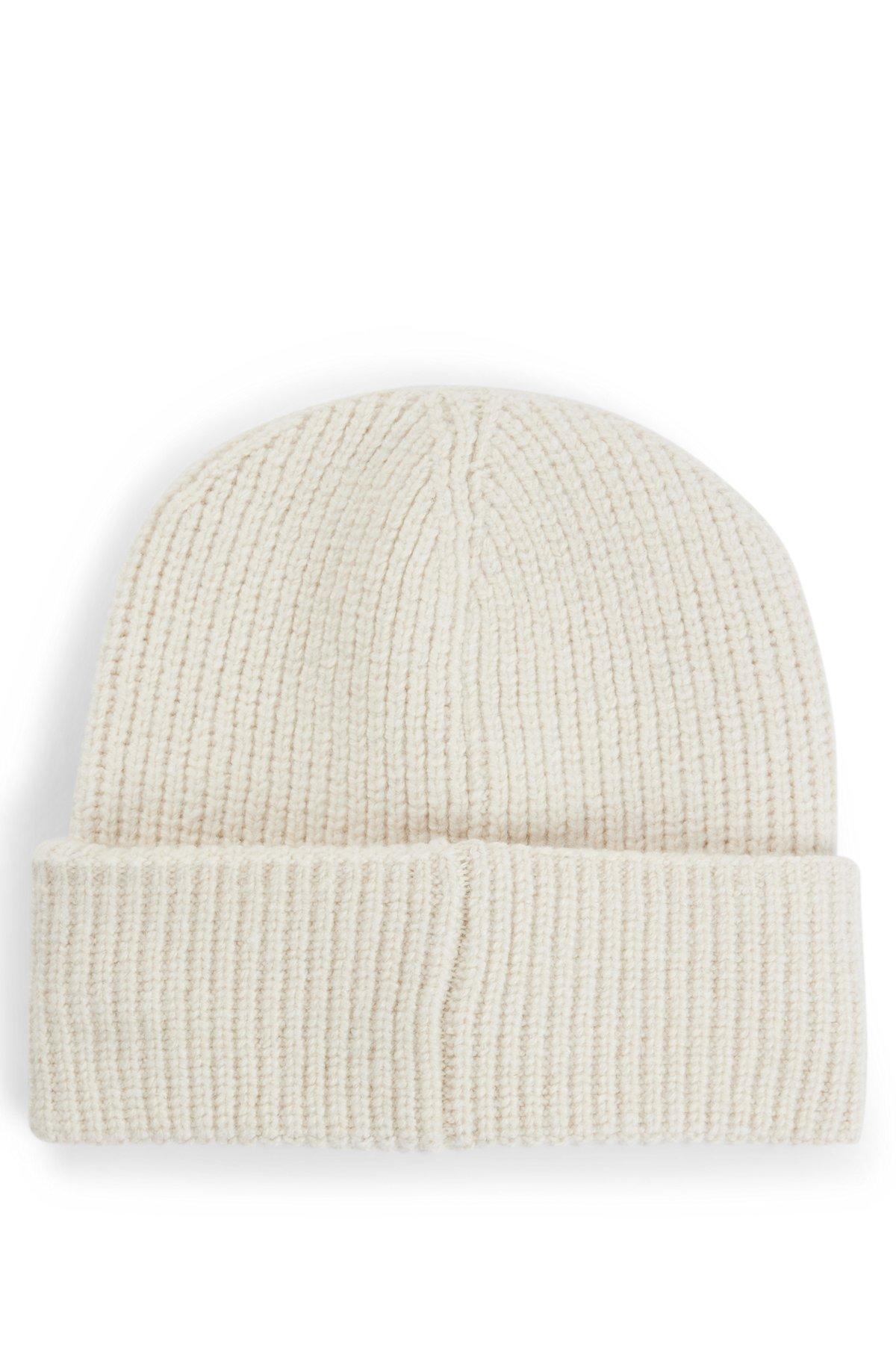 Ribbed beanie hat with embroidered handwritten logo Product Image