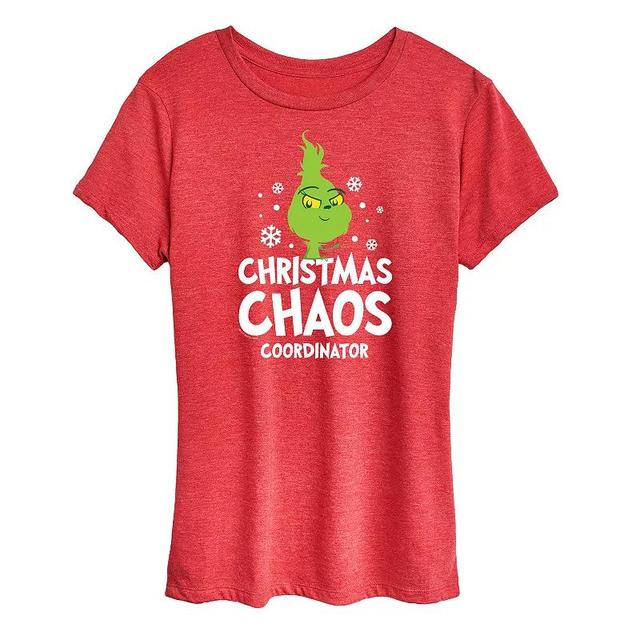 Womens Dr. Seuss Little Grinch Chaos Coordinator Graphic Tee, Girls Grey Heather Product Image