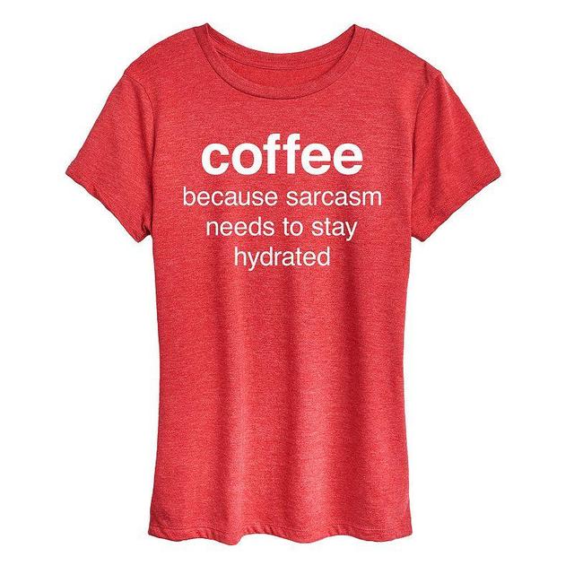 Womens Coffee Sarcasm Graphic Tee Grey Red Product Image