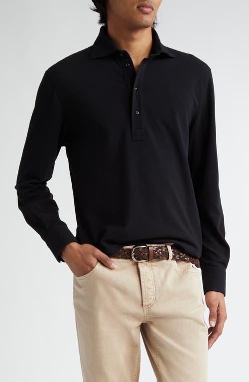 Brunello Cucinelli Long Sleeve Cotton Piqu Polo Product Image