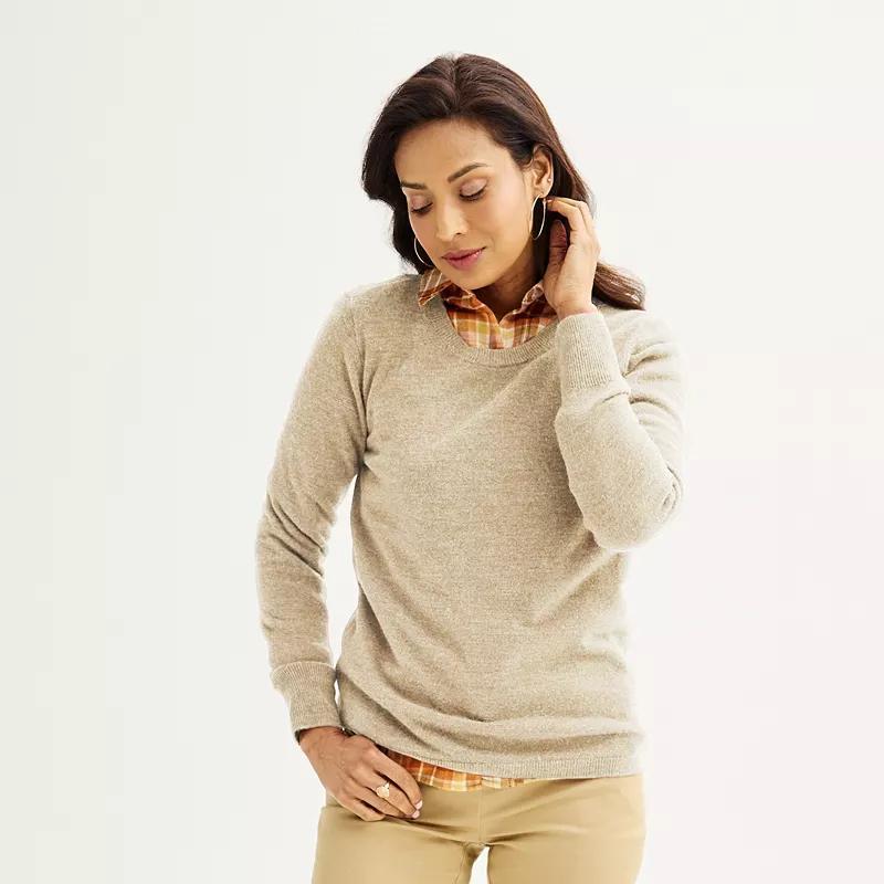 Womens Croft & Barrow Extra Soft Crewneck Sweater Brown Heather Product Image