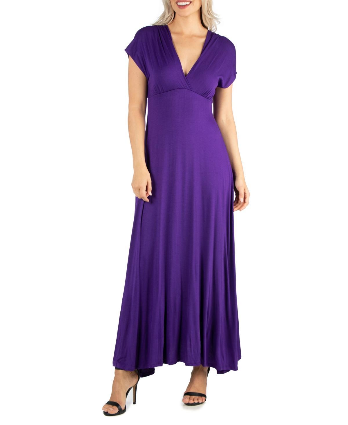 Womens Cap Sleeve V-Neck Maxi Dress Product Image