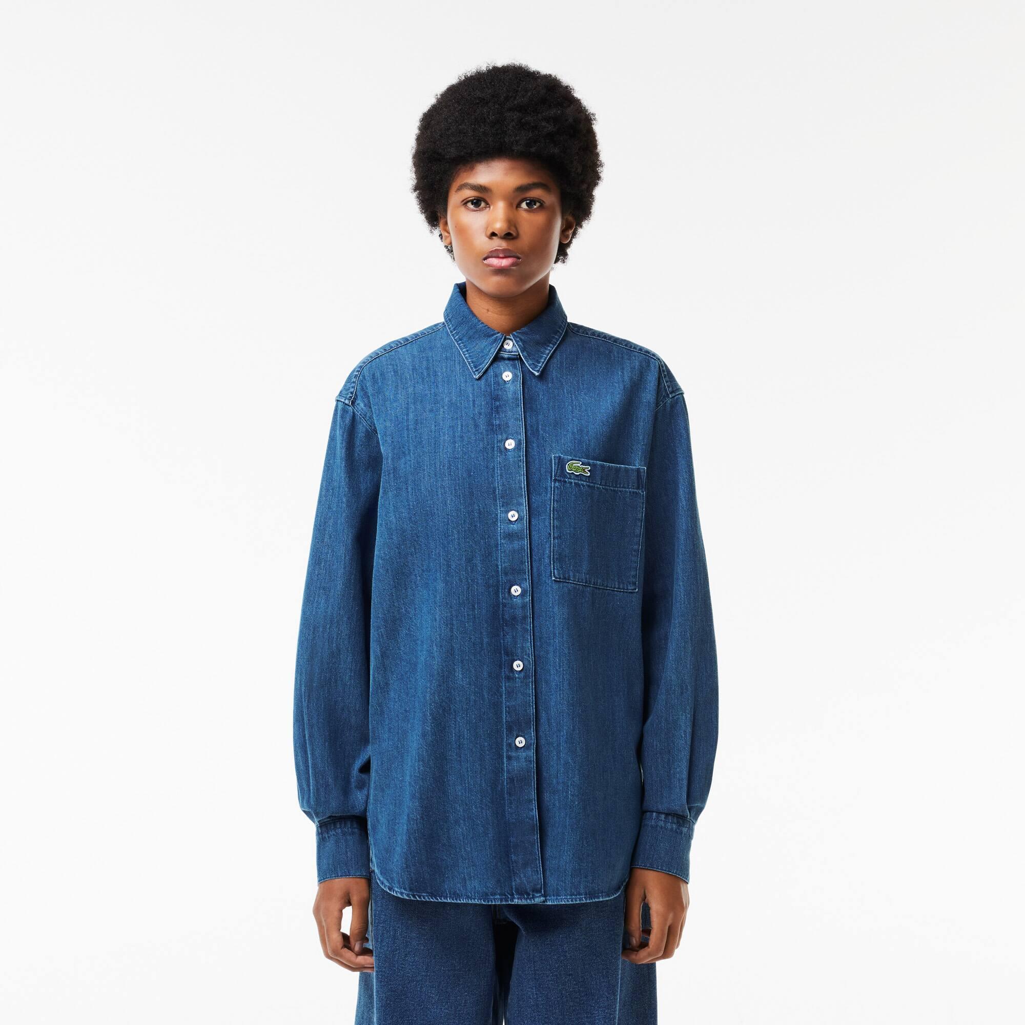 Oversized Denim Breast Pocket Shirt Product Image