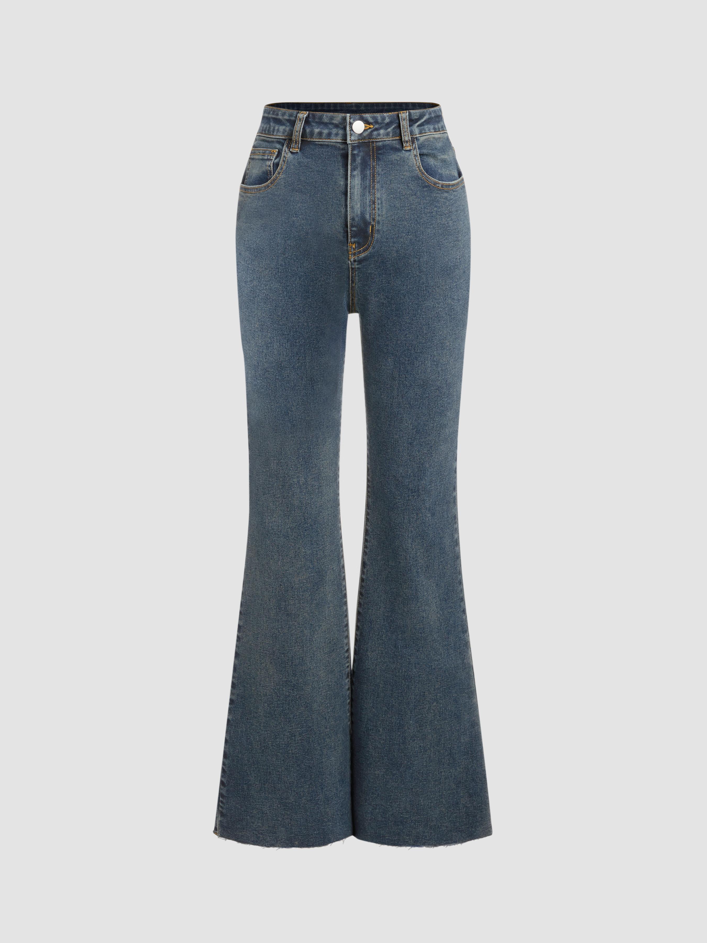 Allyson Denim High Waist Solid Flared Jeans Product Image