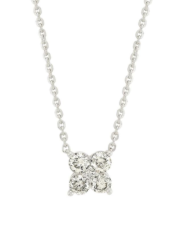 Womens 14K White Gold & 0.62 TCW Natural Diamond Cluster Pendant Necklace Product Image