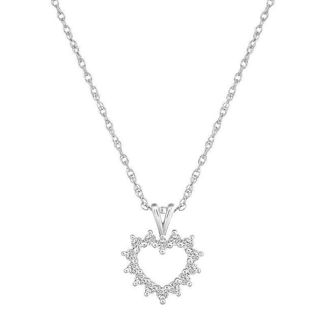 Alyson Layne 14k Gold 1/4 Carat T.W. Diamond Petite Open Heart Pendant Necklace, Womens 14k White Gold Product Image