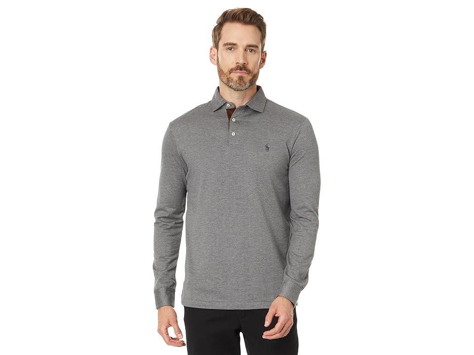 Polo Ralph Lauren Custom Slim Fit Herringbone Polo Shirt (HERRINGBONE JACQUARD GREY) Men's Clothing Product Image