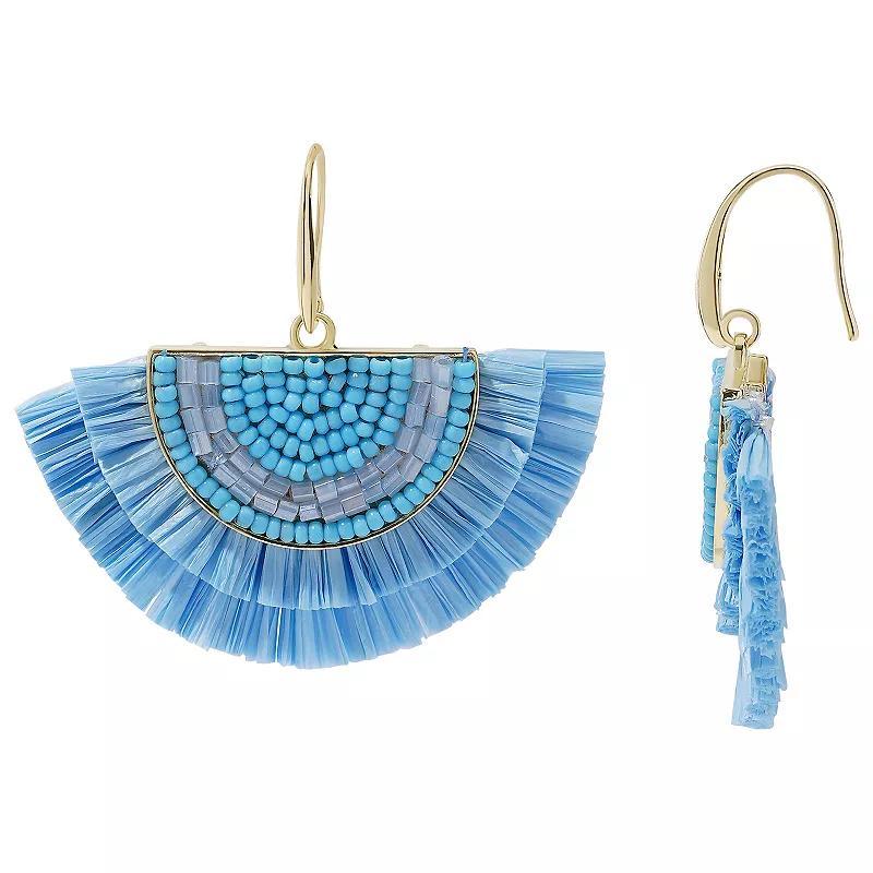 Sonoma Goods For Life Gold Tone Blue Raffia Fan Drop Earrings, Womens Product Image