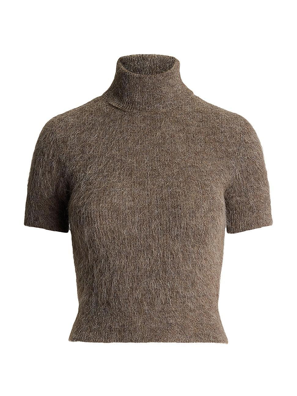 Womens Wool-Blend Turtleneck Short-Sleeve Sweater Product Image