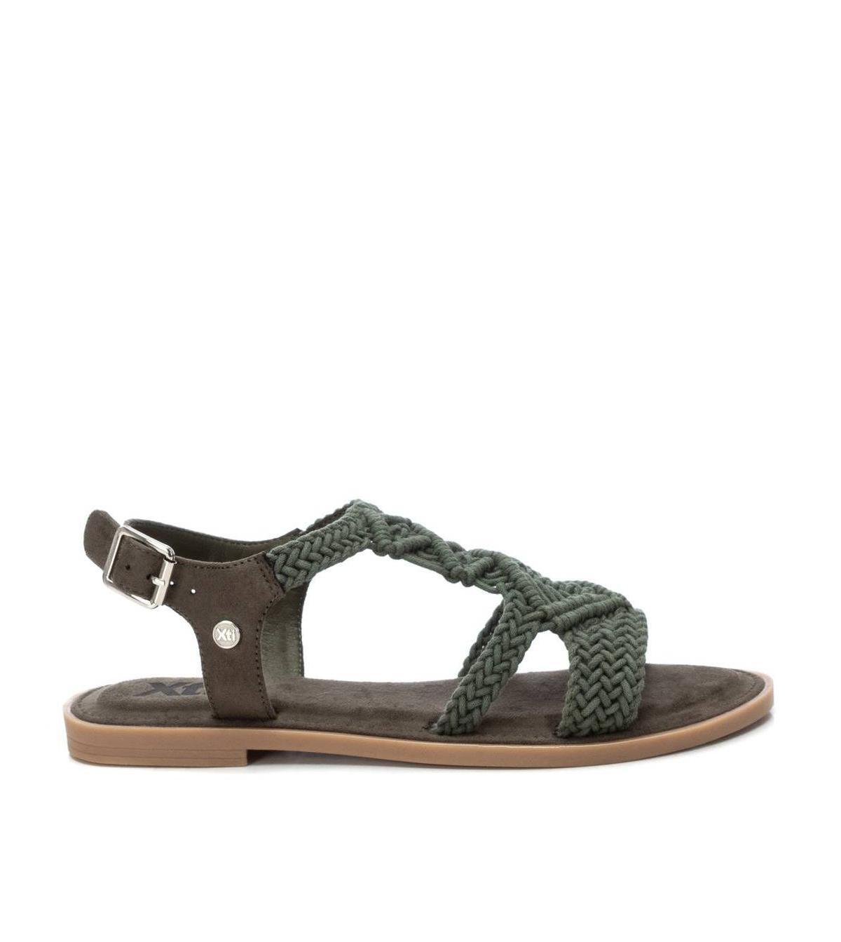 Xti Womens Braided Strap Flat Sandals Green Product Image