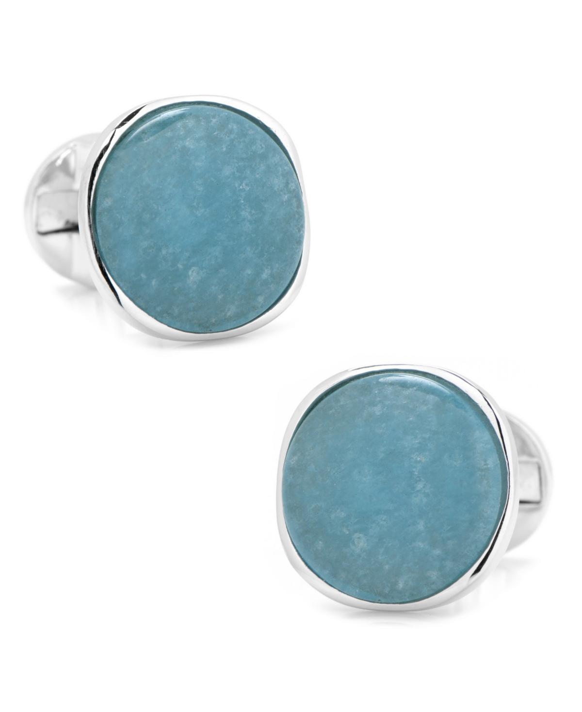 Mens Ox & Bull Trading Co. Sterling Silver & Aquamarine Jade Cufflinks Product Image