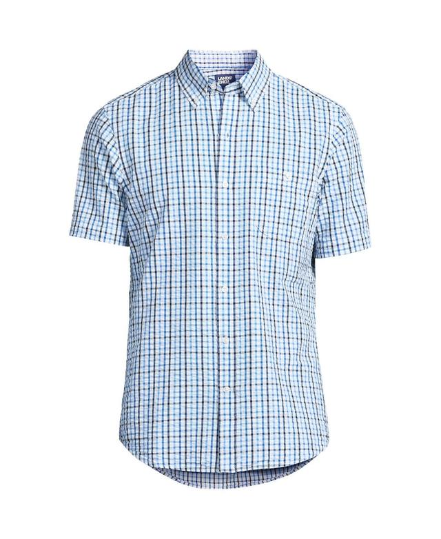 Tall Lands End Traditional-Fit Button-Down Seersucker Shirt, Mens Blue Pin Stripe Product Image