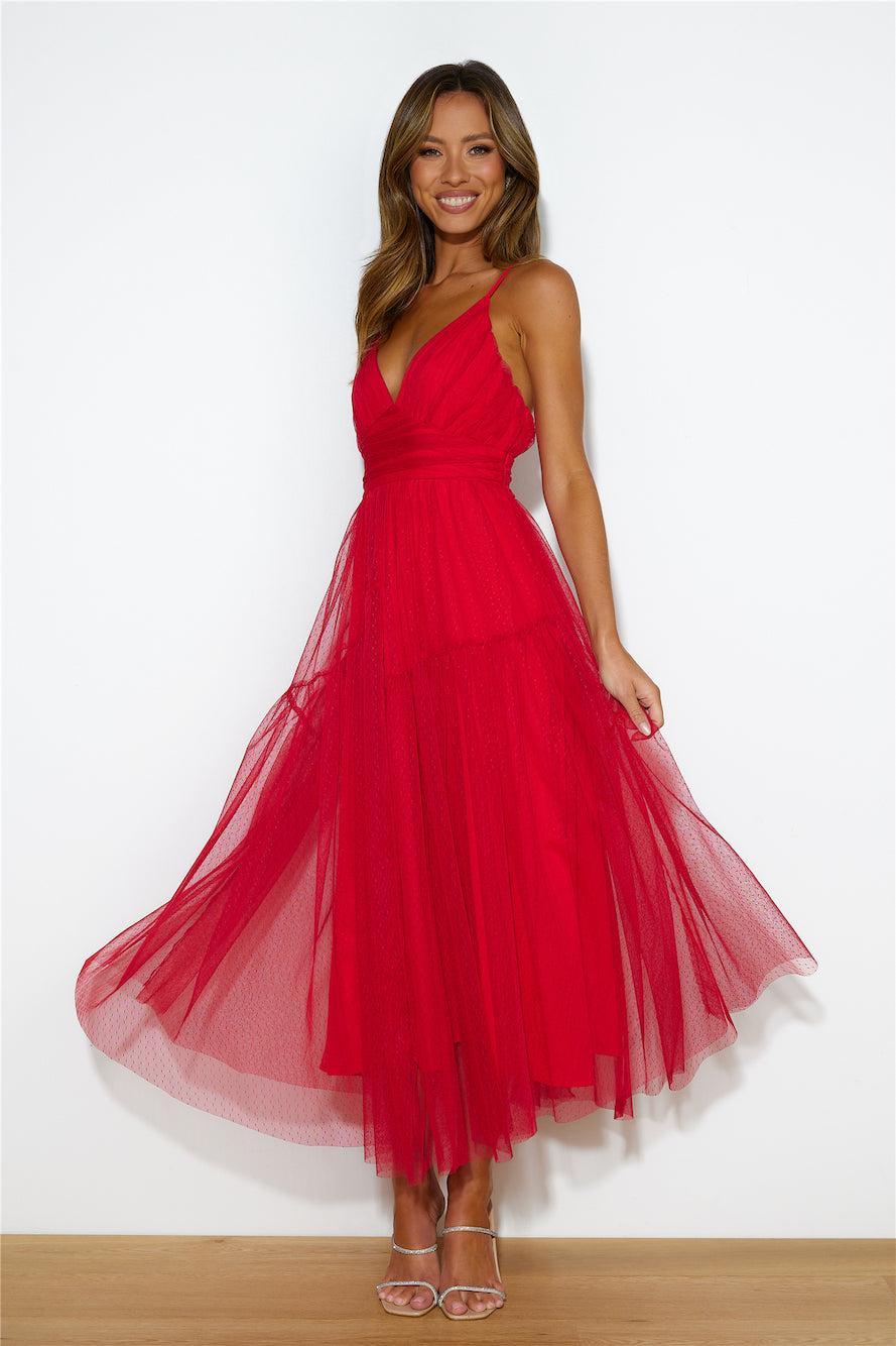 Be Seen In This Midi Dress Red Product Image