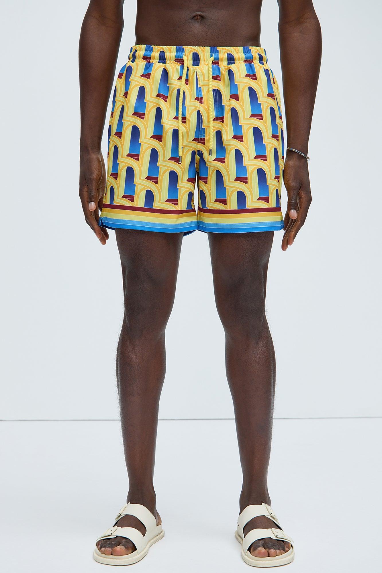 The Colosseum Swim Trunks - Yellow/combo Product Image