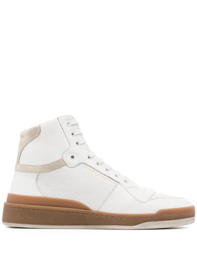 Sl24 Mid-top Sneakers In Leather And Suede In White Product Image