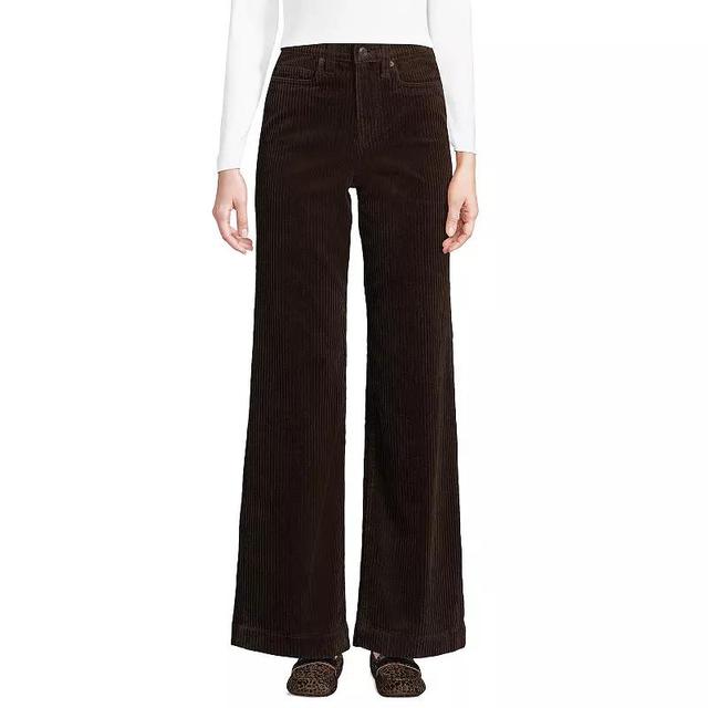 Womens Lands End High Rise Wide Leg Corduroy Pants Rich Brown Product Image