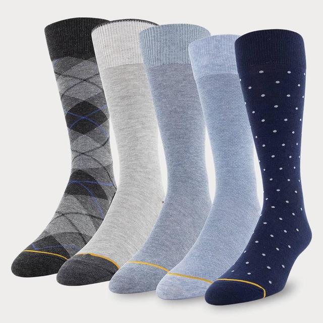 Signature Gold by GOLDTOE Mens Classic Dot Crew Socks 5pk - Navy Blue 6-12.5 Product Image