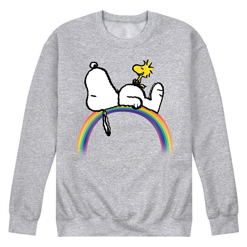 Mens Peanuts Snoopy Woodstock Rainbow Graphic Sweatshirt Product Image