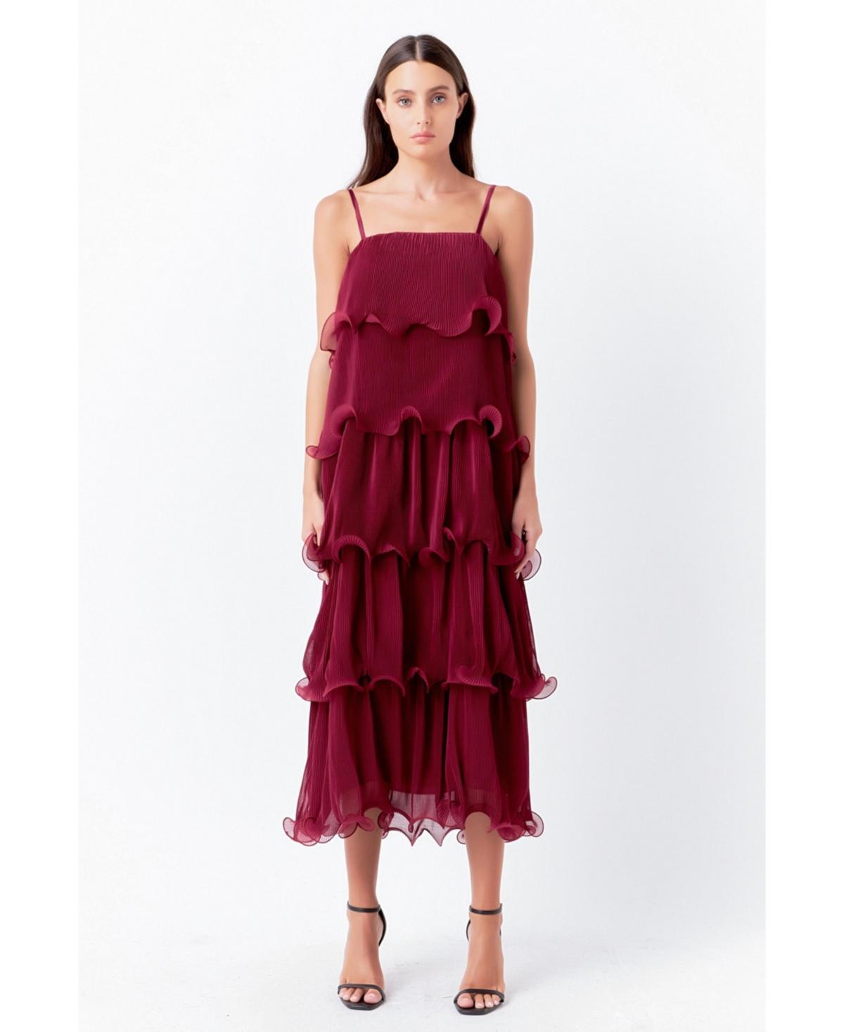 Womens Pleated Tiered Long Dress Product Image