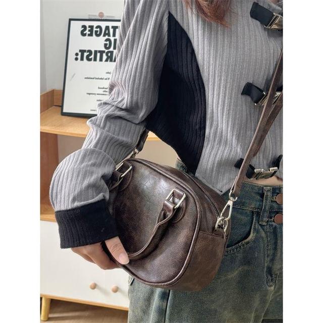 Faux Leather Bowler Bag Product Image