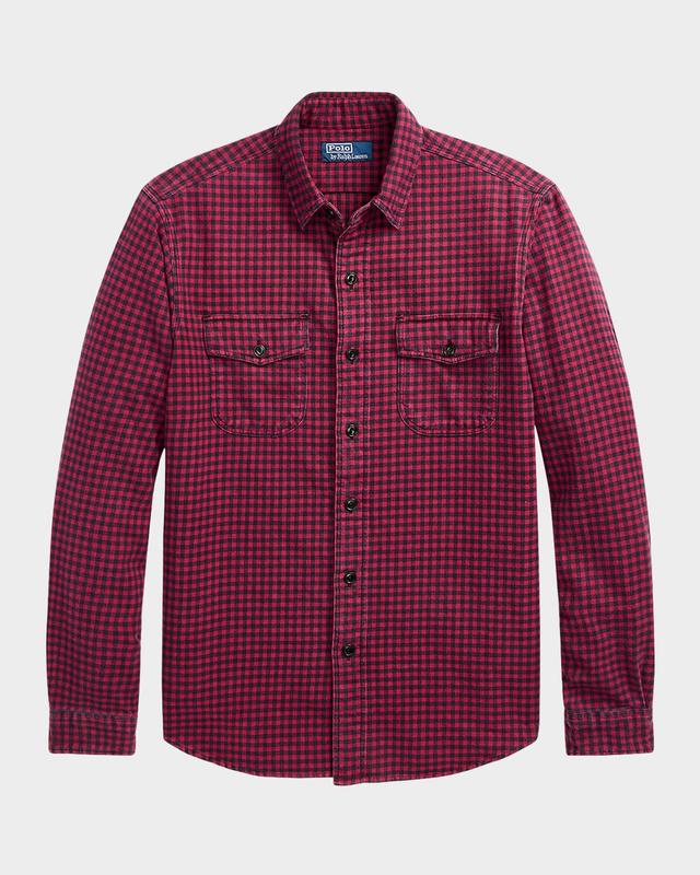 Mens Classic Fit Long-Sleeve Gingham Twill Workshirt Product Image