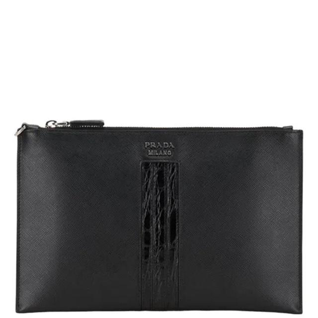 Saffiano Black Leather Clutch Bag () Product Image