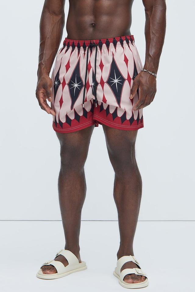 Breakdawn Graffiti Swim Trunks - Black/Red Product Image