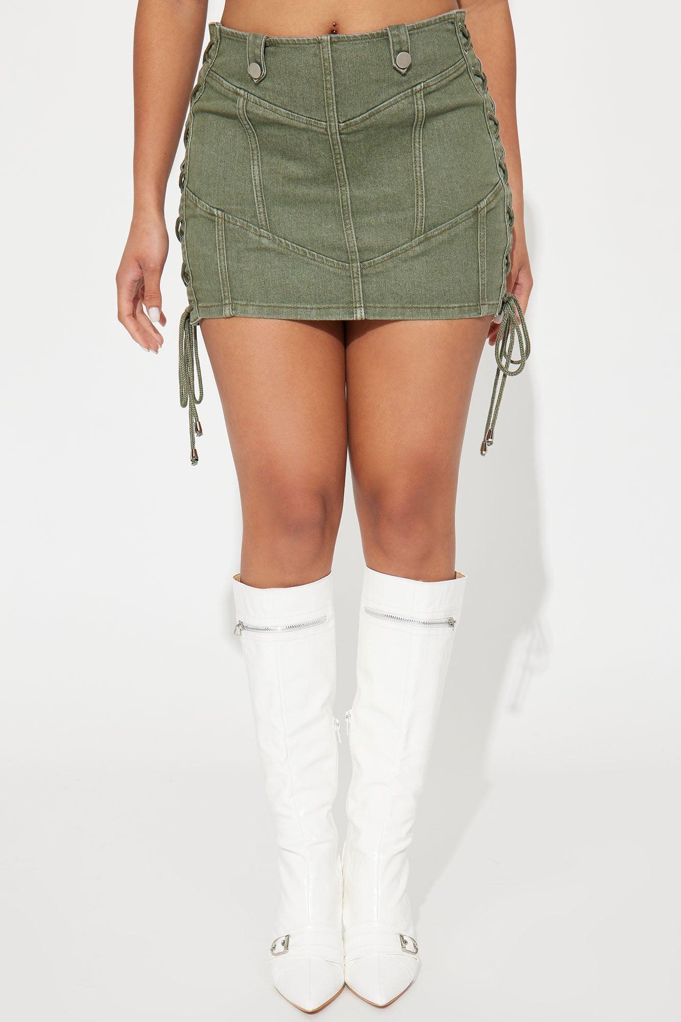 Ryett Lace Up Mini Skirt - Olive Product Image